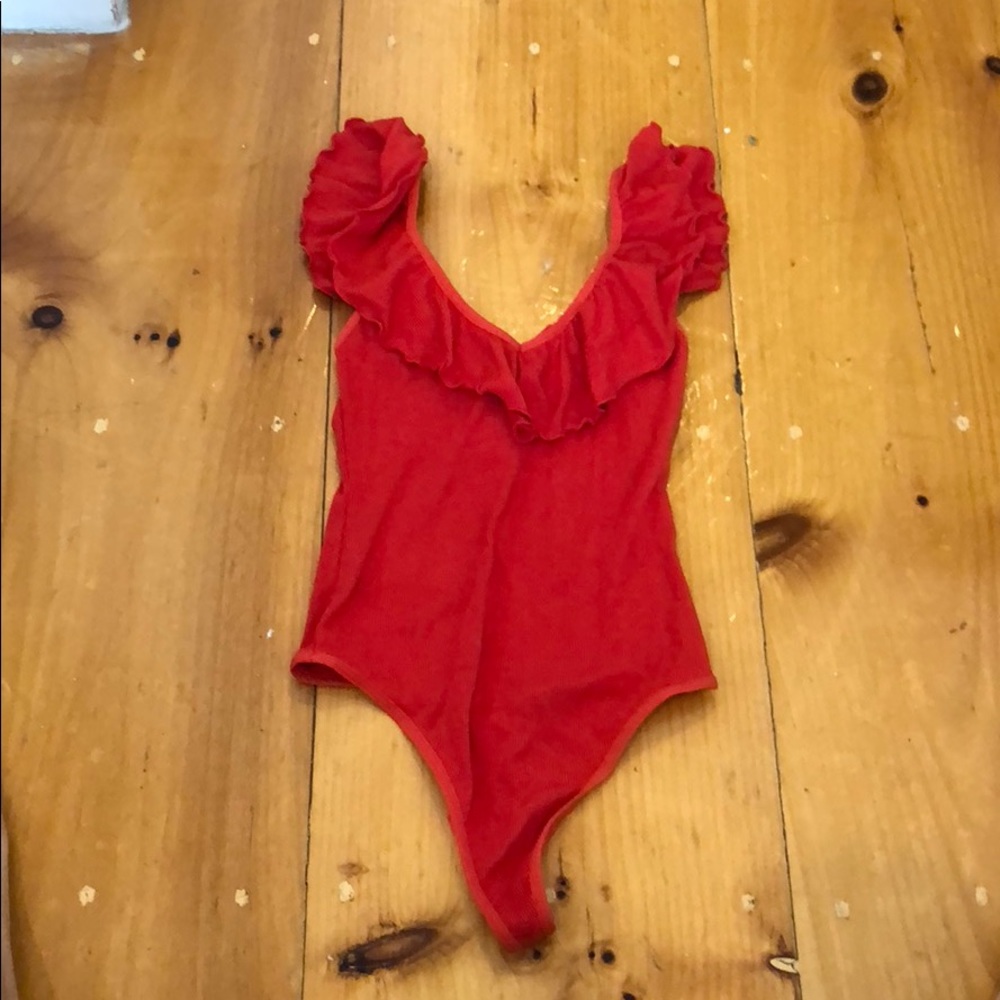 Never been worn onesie red ruffle